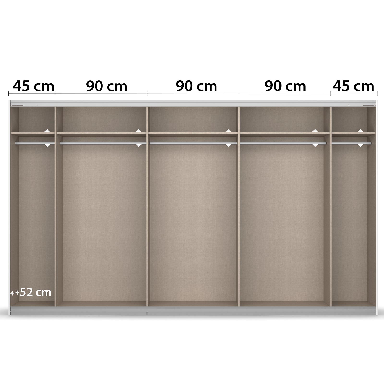 Schwebetürenschrank - alpinweiß - mit Spiegel - 360x210 cm
