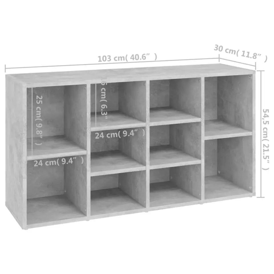 vidaXL - Schoenenbank - Grijs - Bewerkt hout - 103x30x55 cm
