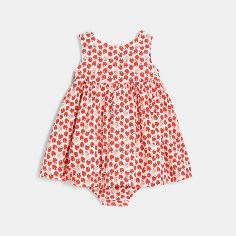 Robe à bretelles gaufrée fleurie et bloomer orange bébé fille Orange