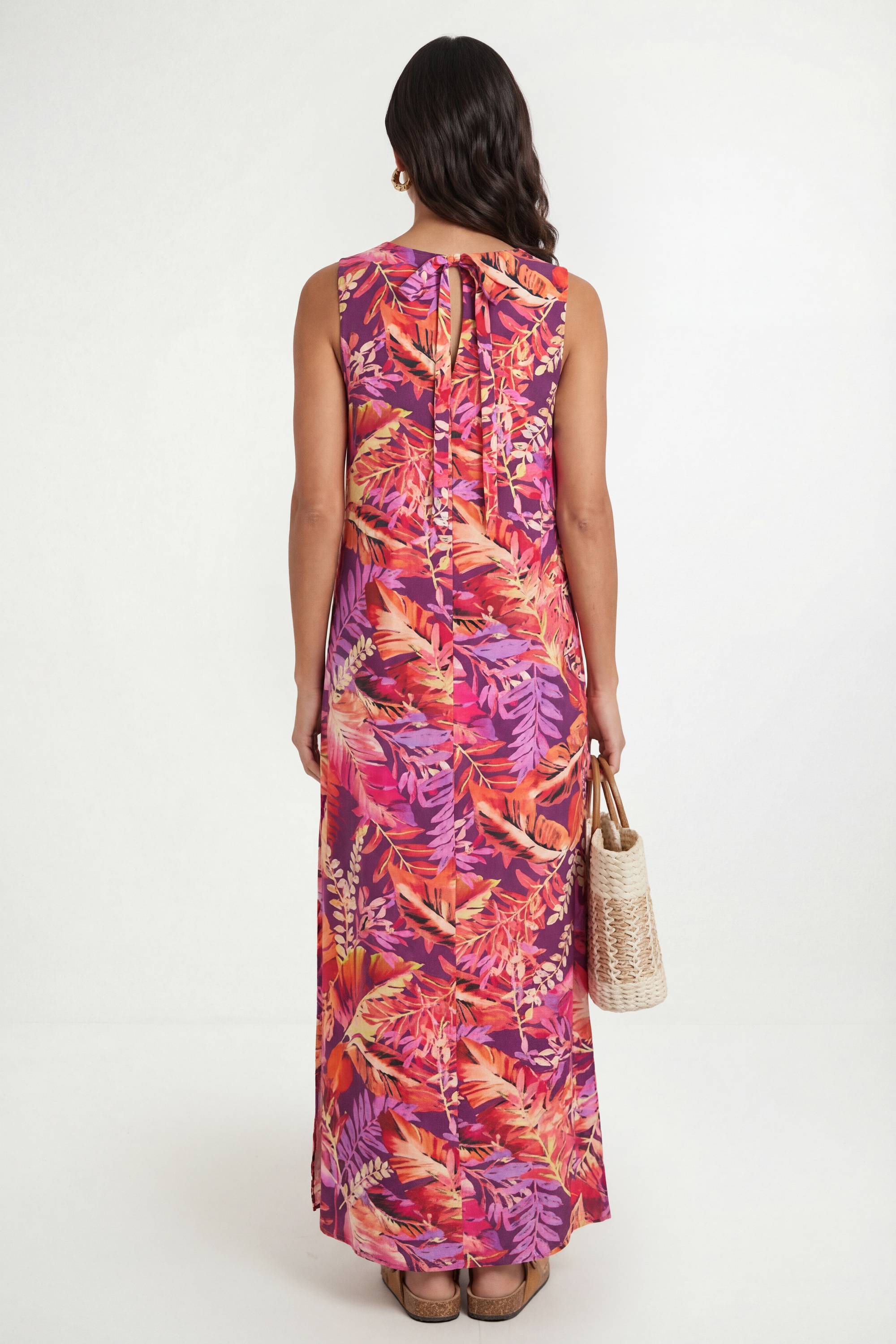 Wallis Robe Longue Florale À Dos Noué