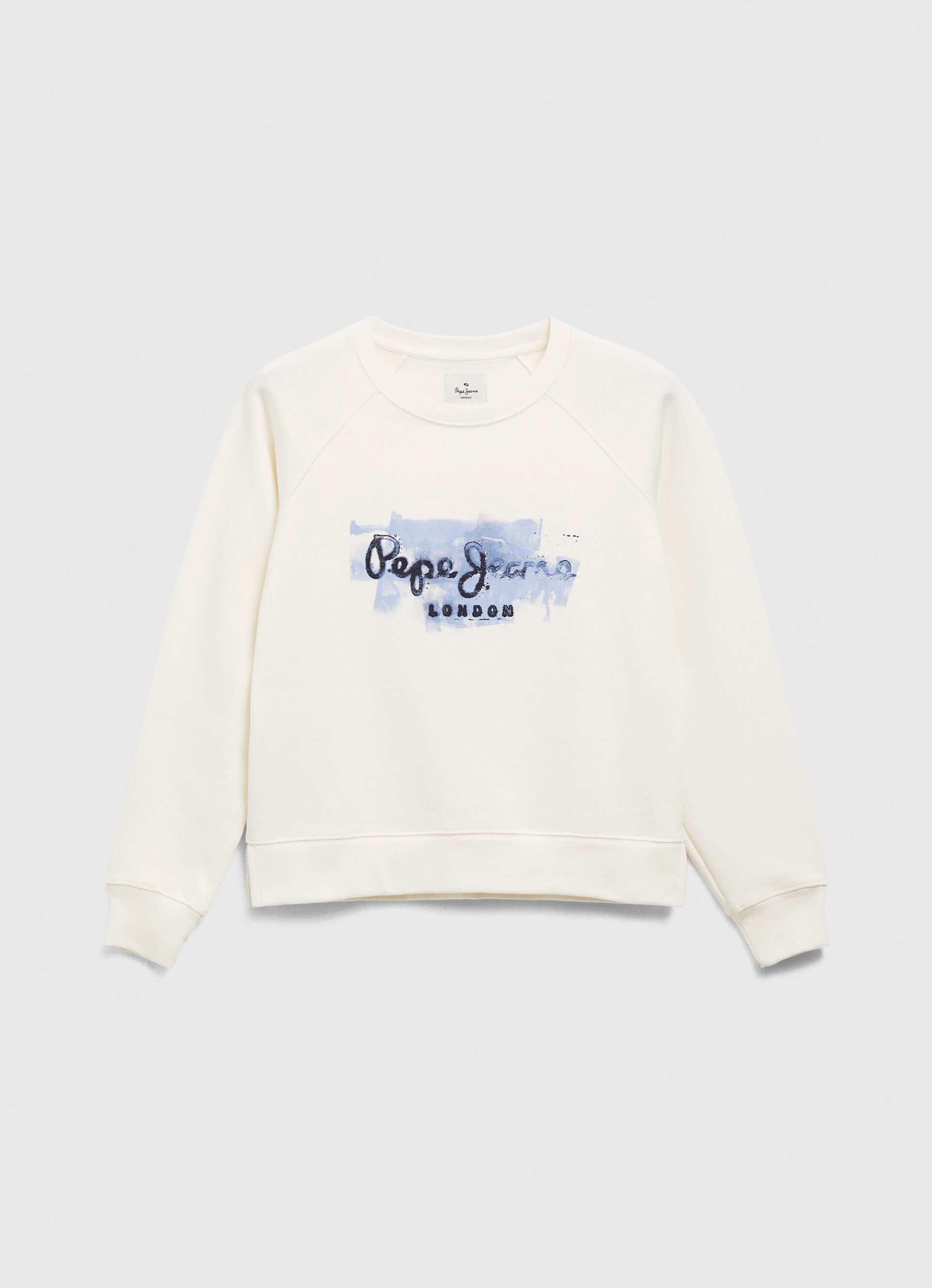 Blusa de moletom cropped de algodão - branco mousse