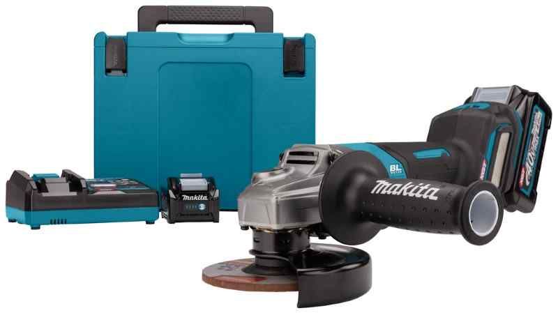 Makita GA032GM201 40 V Max Haakse slijper 125 mm (2x4,0 Ah)  1 snellader, in mbo,x met veiligheidsschakelaar