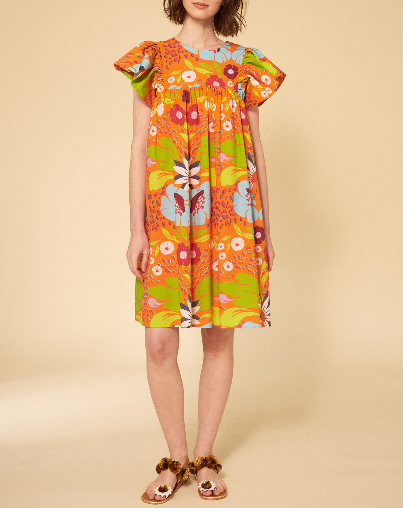 Manoush Robe Mexico imprimée orange