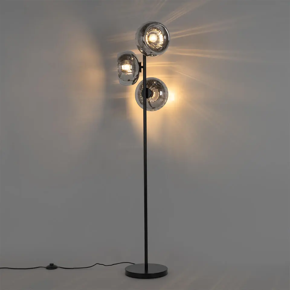 Qazqa vloerlampen ayesha zwart e27