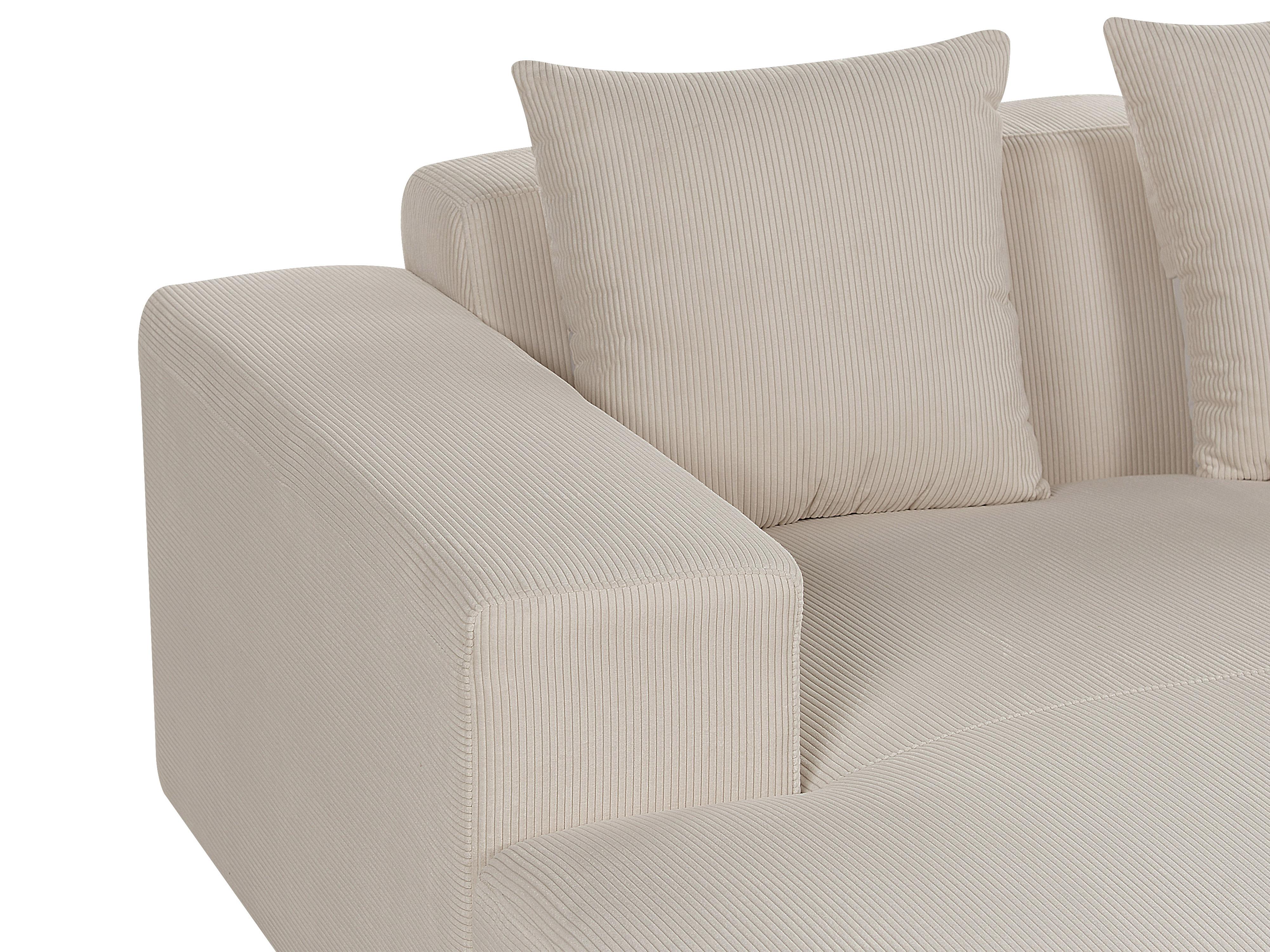 Hoekbank 4-zits LUNGO Corduroy Beige met ottomaan rechtszijdig