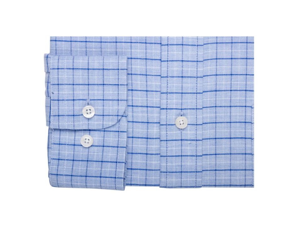 Chemise bleue twill à carreaux - Poche poitrine - BENETTH