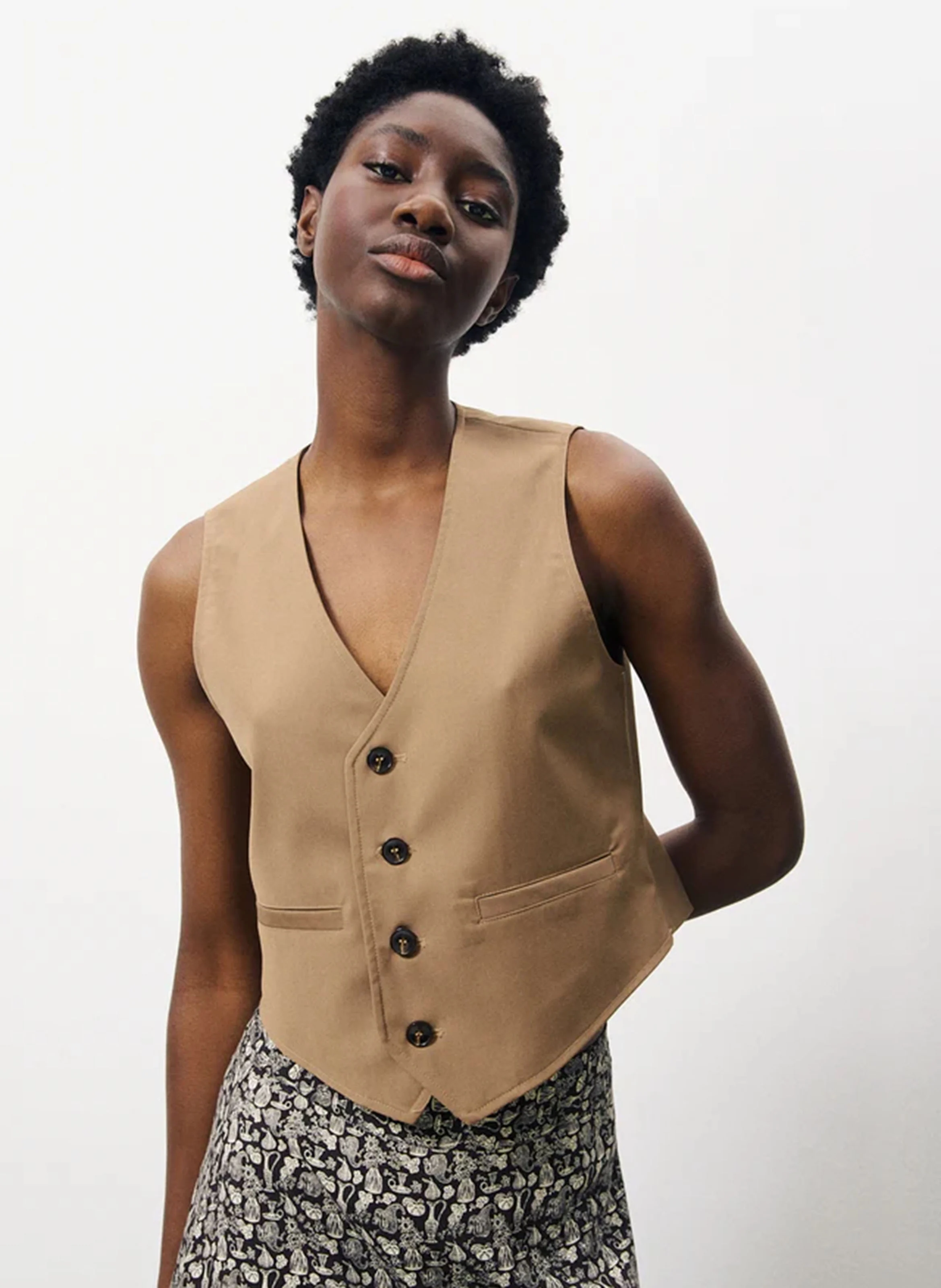 ALIX - Gilet de costume col V | Marron