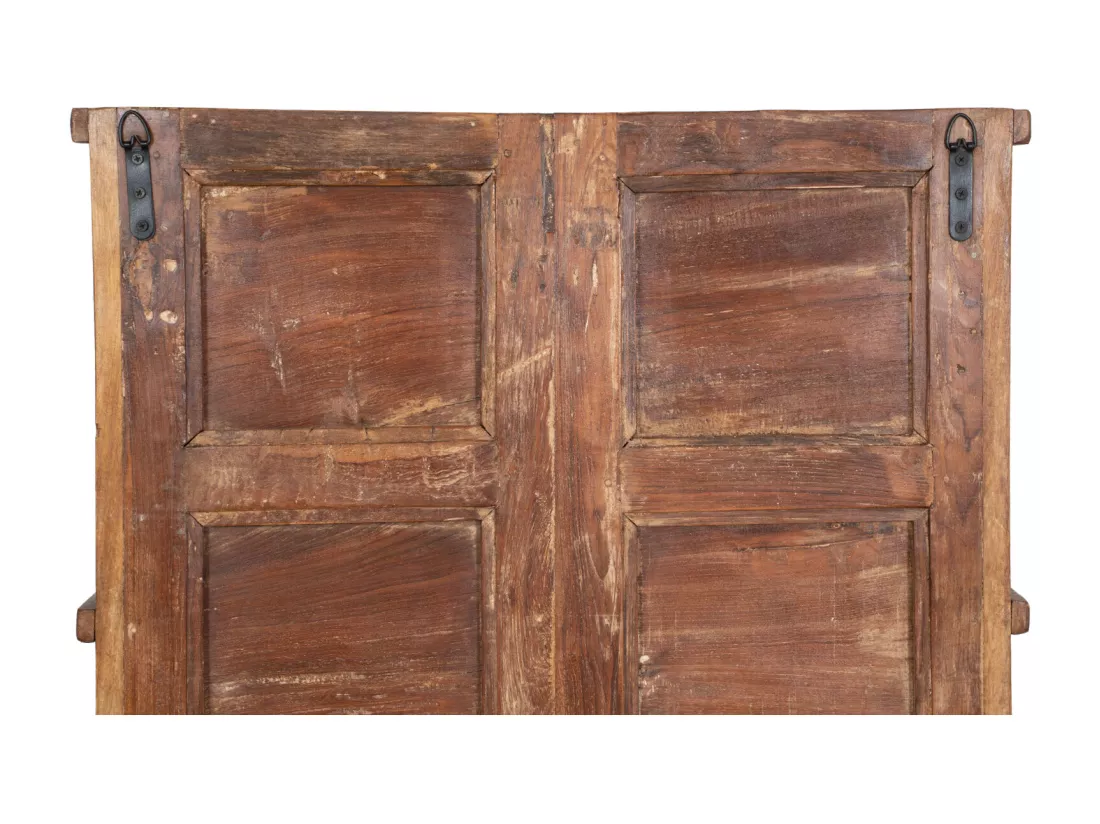 BISCOTTINI Armoire - Bois de tilleul massif finition noyer antique - Polyvalente - Rangement - Jardin - Salon - Cuisine - Salle à manger - Étagères - Chambre - Buffet - 70x32x193 cm