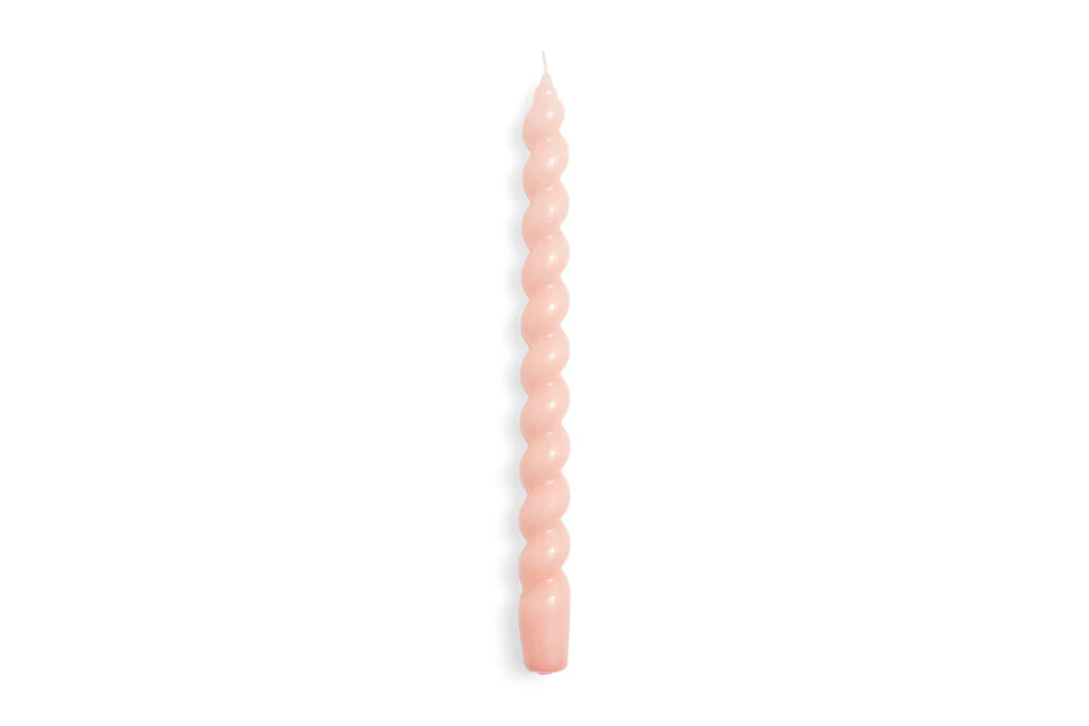HAY  Long Spiral stearinlys, Light rose - 29 cm