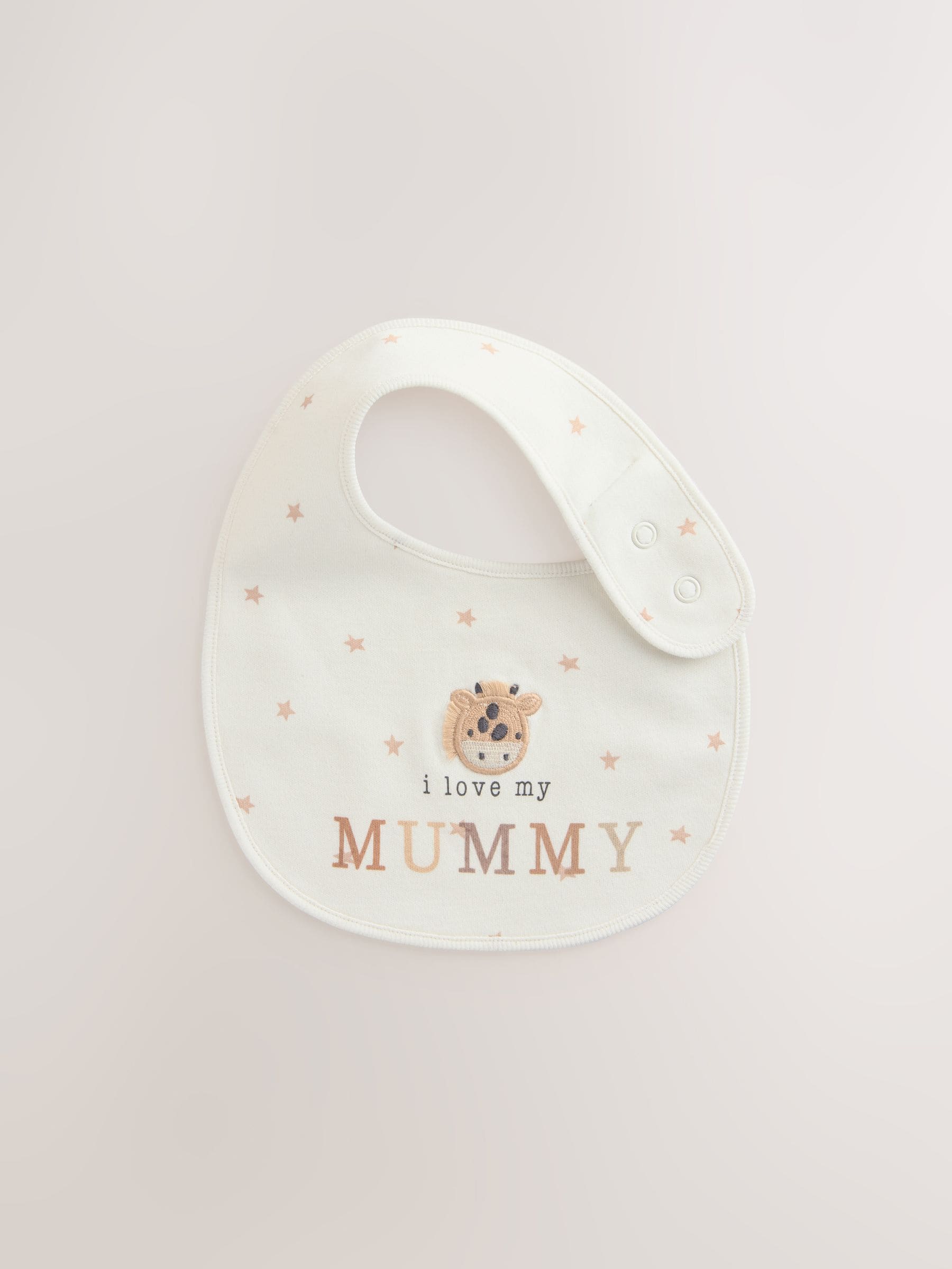 Naturel met figuurtje - I Love My Mummy/Daddy-babyslabbetjes 2 stuks