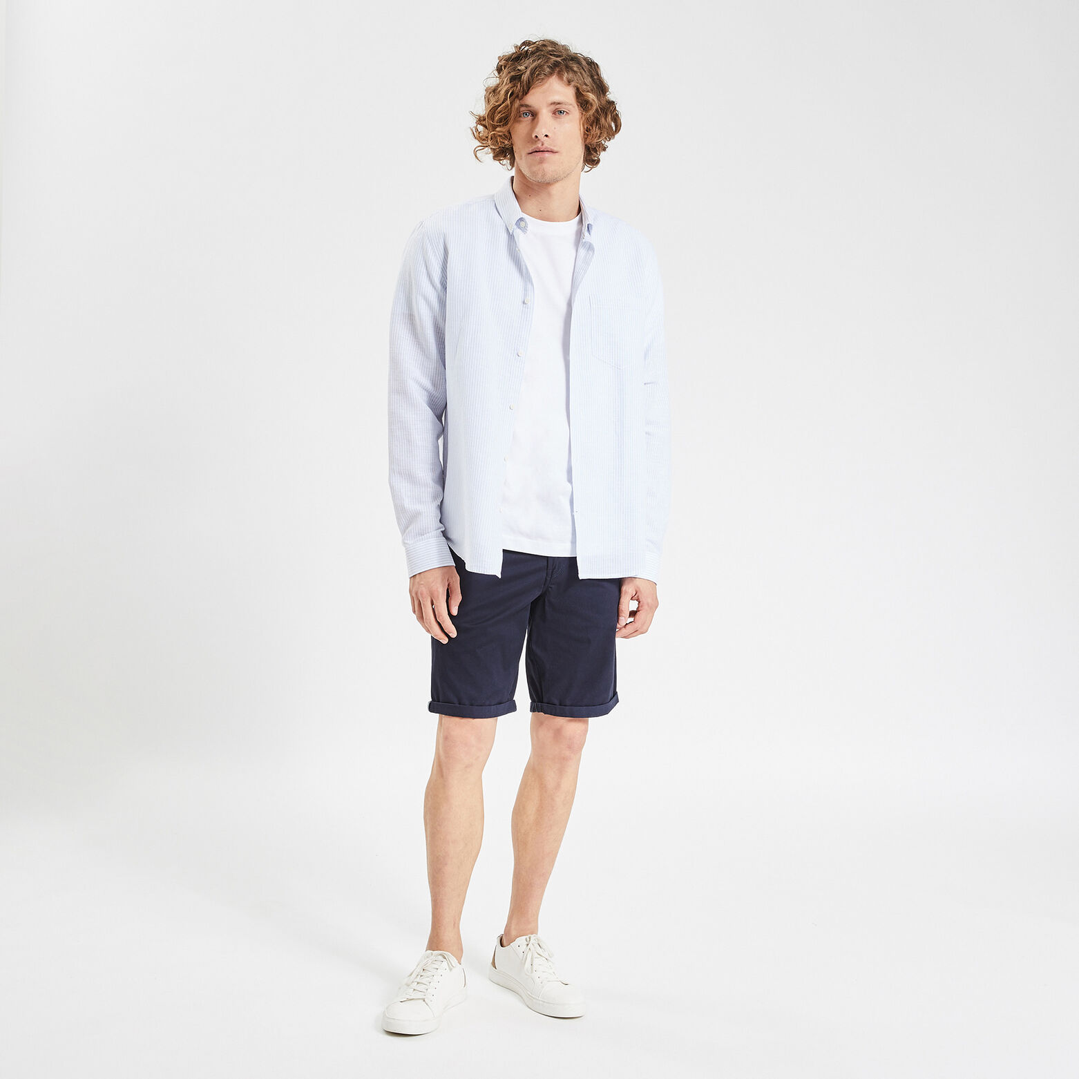 Bermuda chino taille élastiquée Bleu foncé