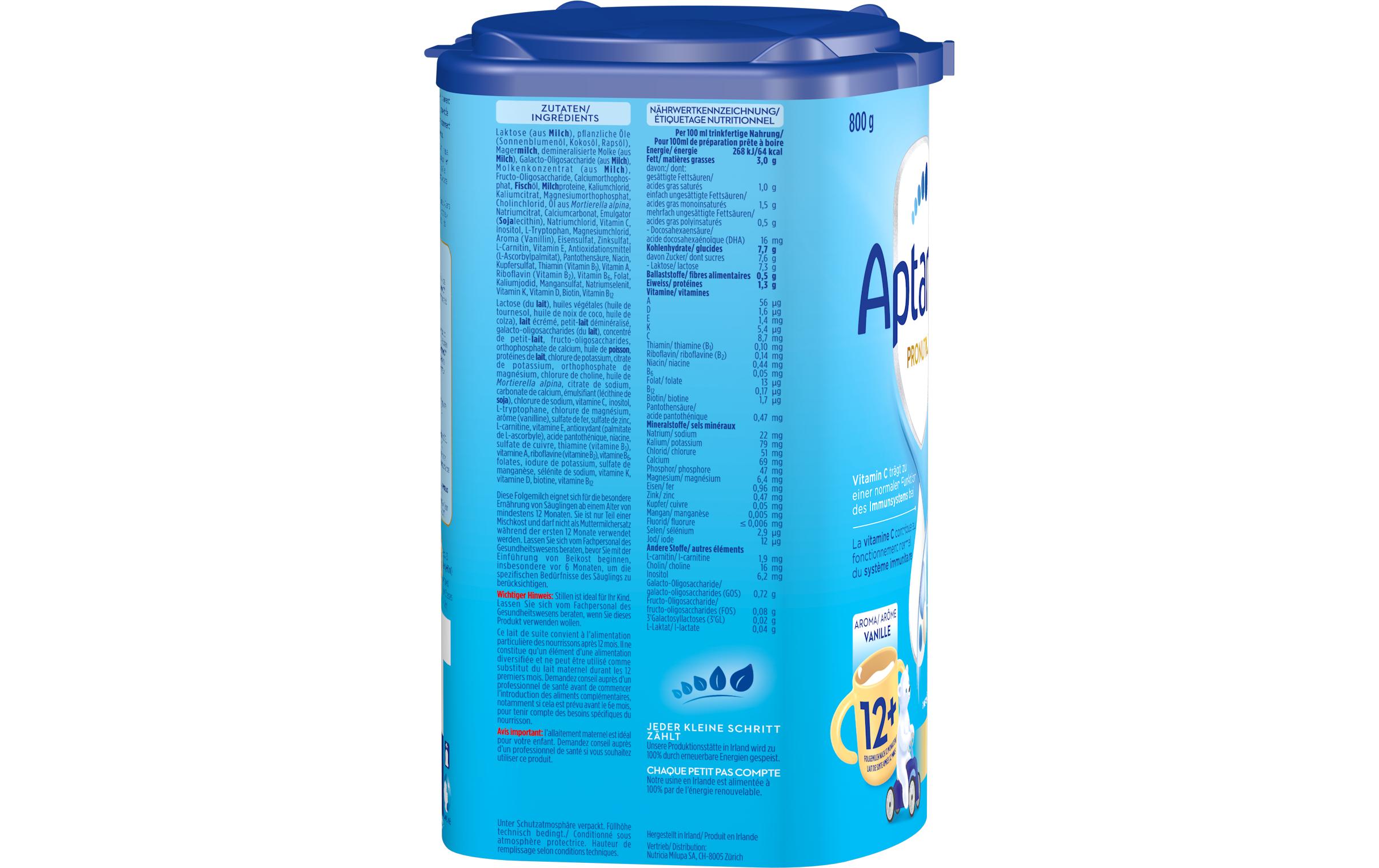 Juniormilch Pronutra Junior 12+ Vanille, 800 gKindermilch mit Vanille Geschmack