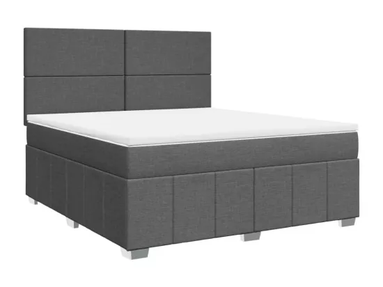Sommier à lattes de lit avec matelas Gris foncé 180x200cm Tissu