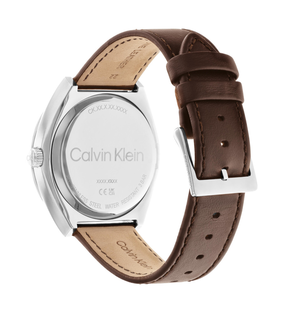 Relógio analógico Calvin Klein Fashion com pulseira de couro, azul marinho
