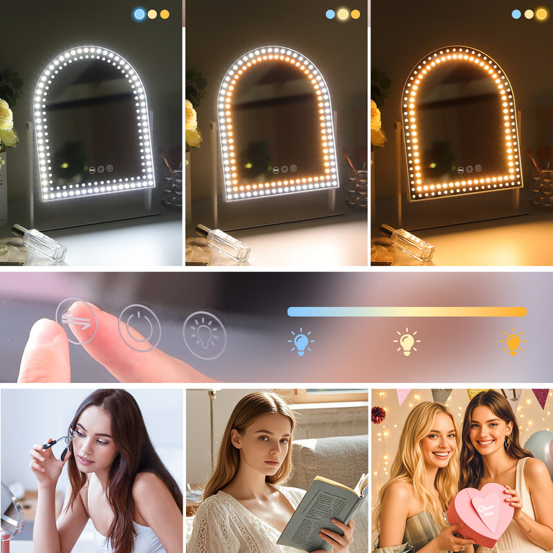 VANITII Buet LED Lys Perler Makeup Spejl Metal Hvid 25x30 cm