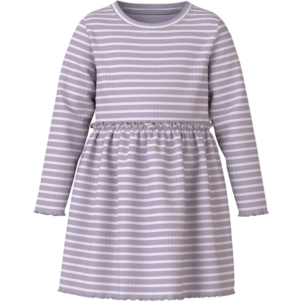 Køb Name It Lavender Gray Lilac Marble Stripe Nmfvemma Ls Kjole