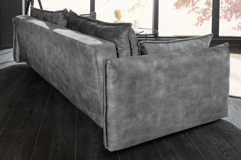 Design Schlafsofa APARTMENT 215cm grau Samt 3-Sitzer Couch inkl. Bettkasten Kissen