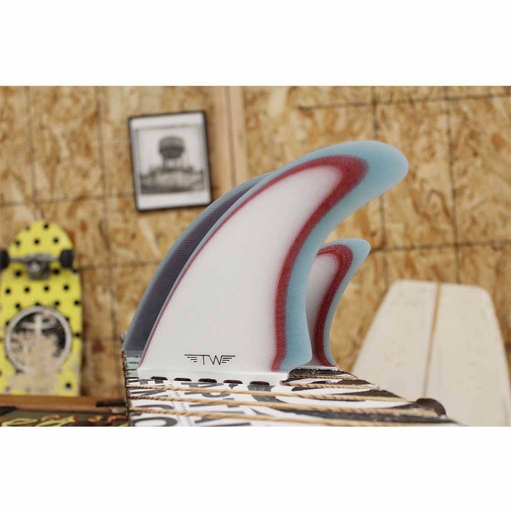 Captain Fin Tyler Warren - FiberGlass - White Blue - Twin   Trailer
