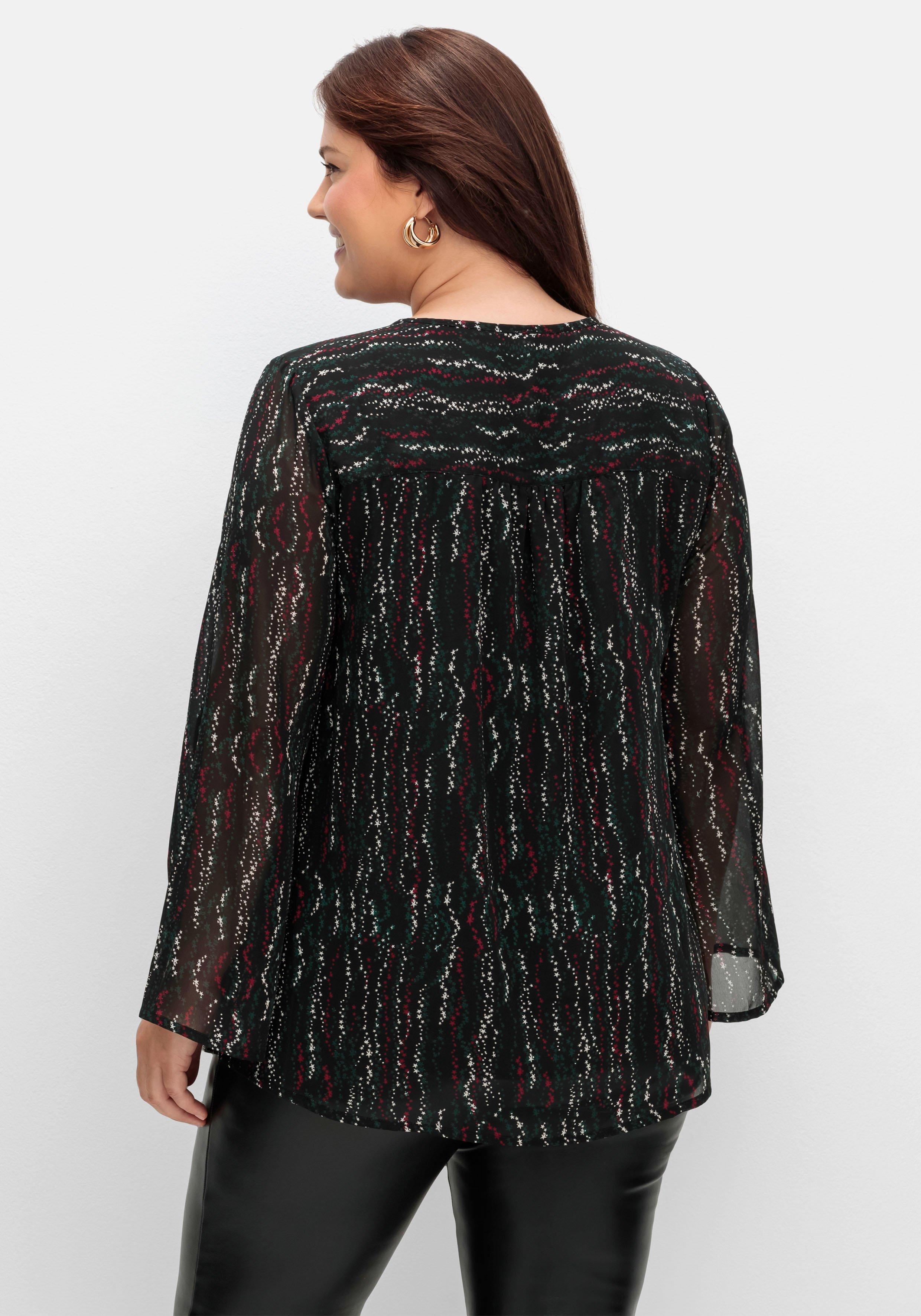 Gefütterte Chiffontunika mit Alloverprint