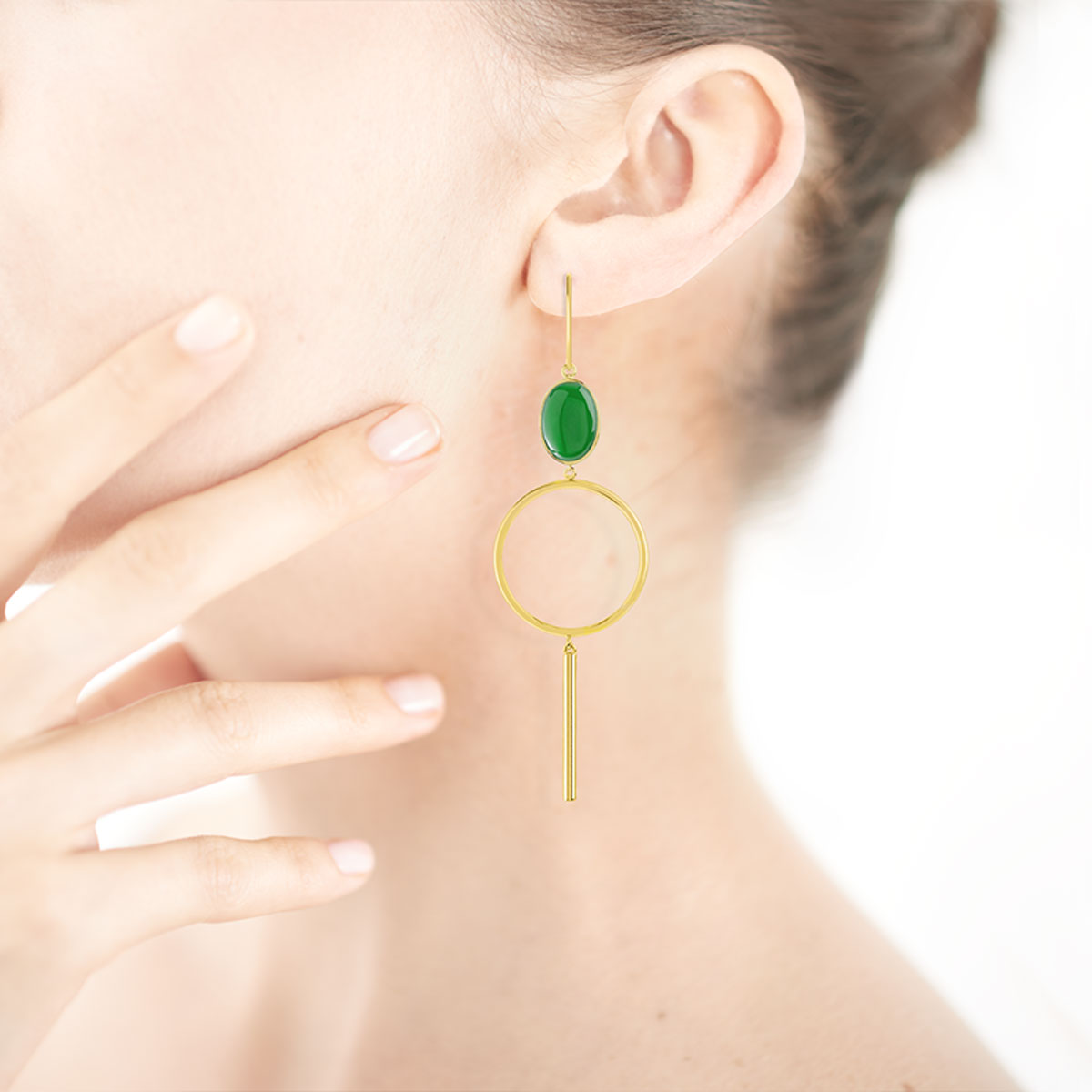 Boucles d'oreilles dorées acrylique vert