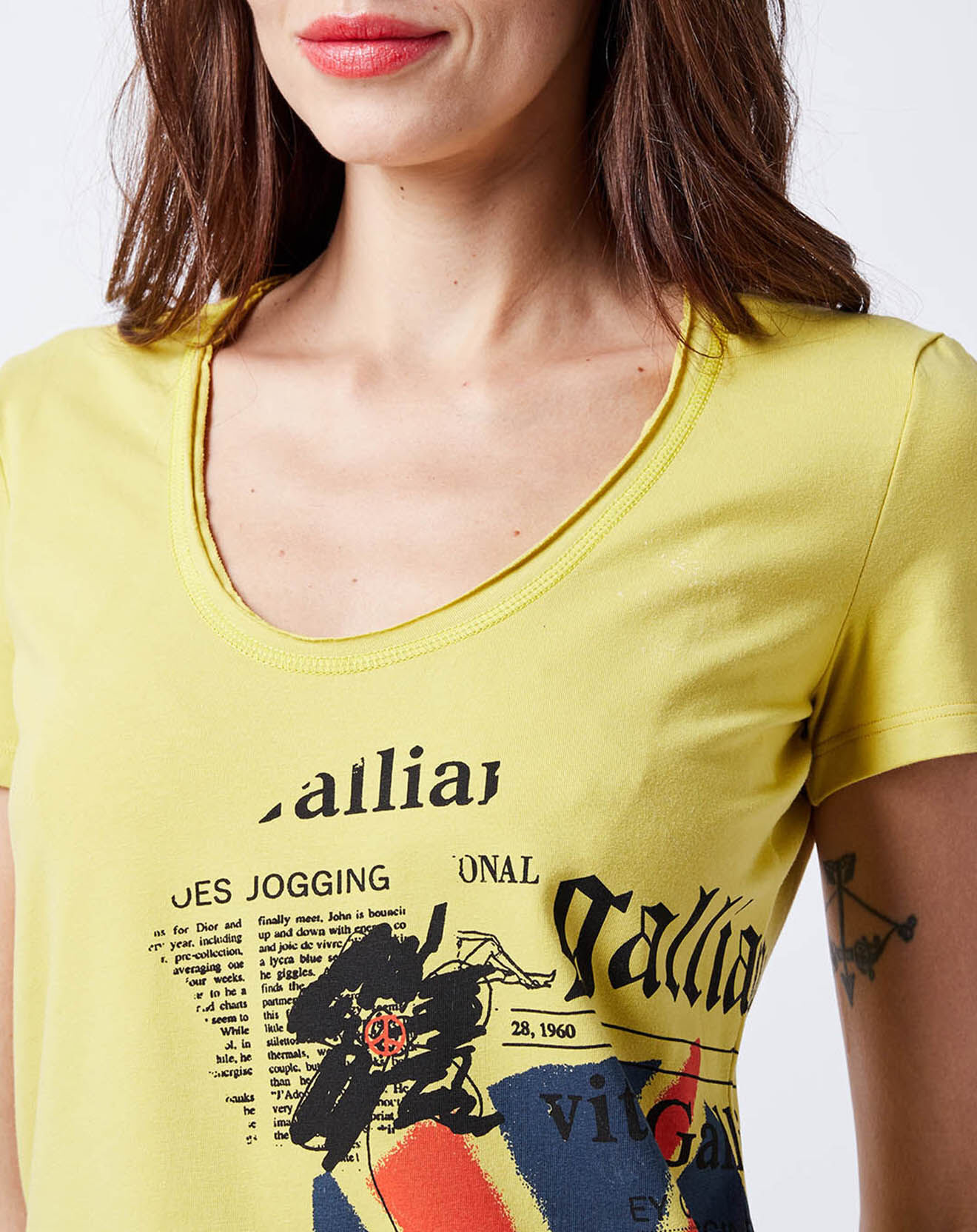 John Galliano T-Shirt Loane vert-jaune
