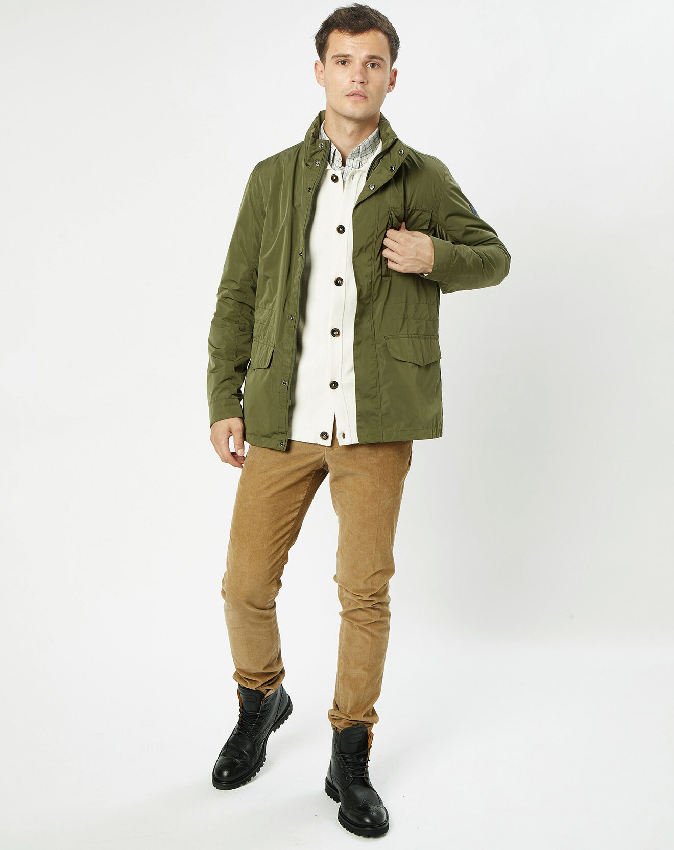Hackett London Parka légère à capuche kaki