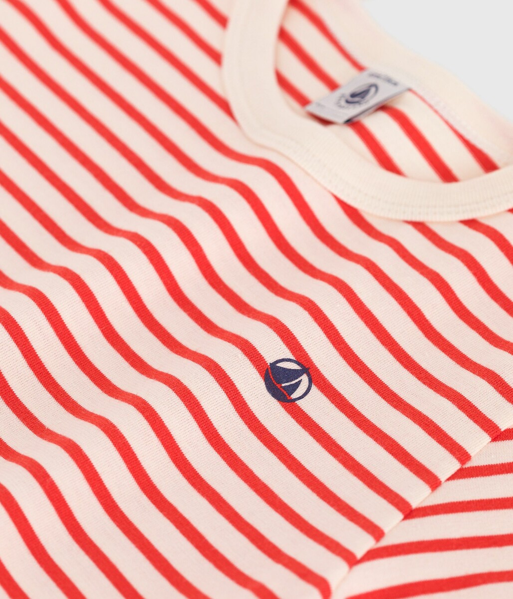 PETIT BATEAU<br>Camiseta de algodão com listras e mangas curtas