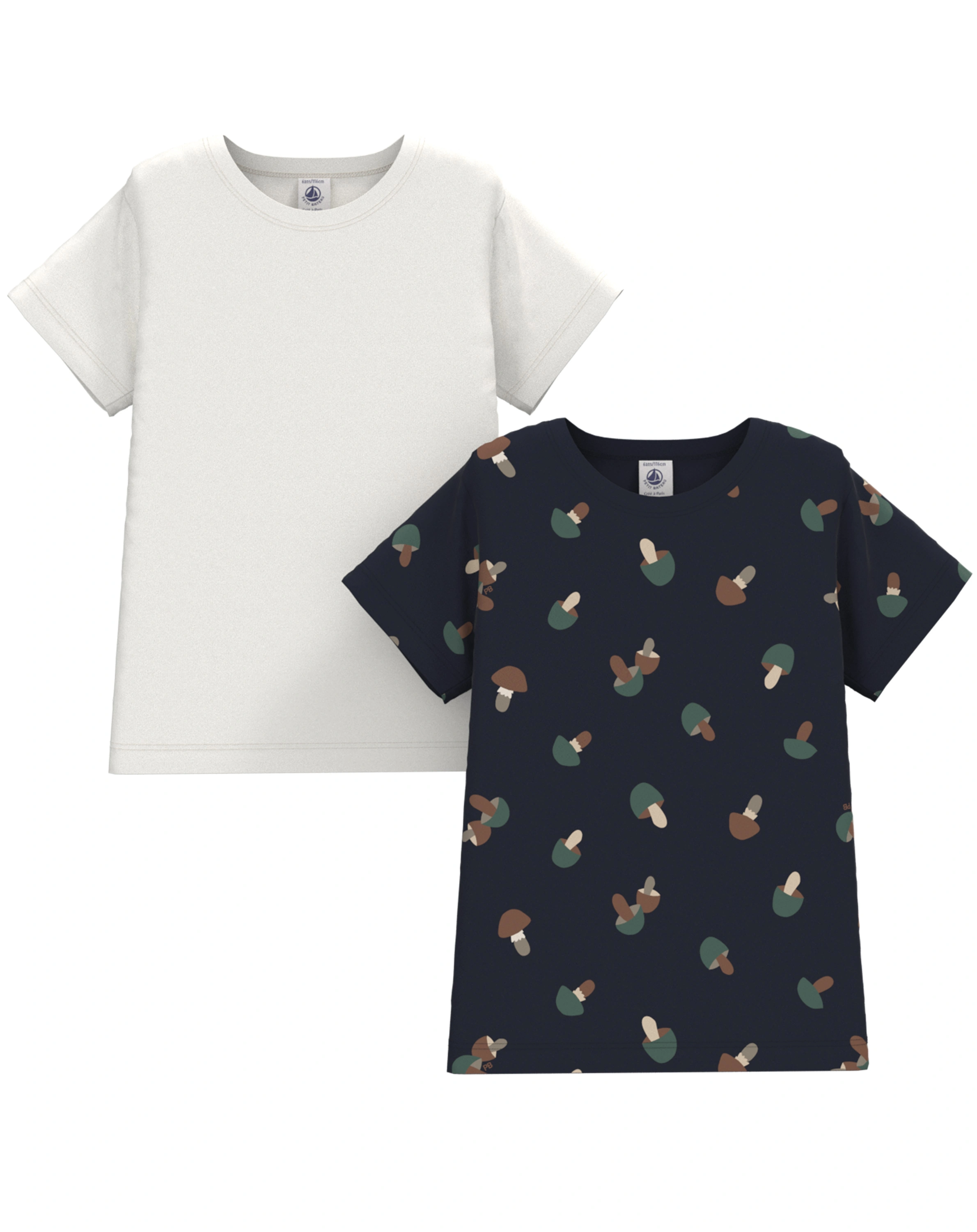 T-Shirt CHAMPIGNON 2er-Set in blau/weiß