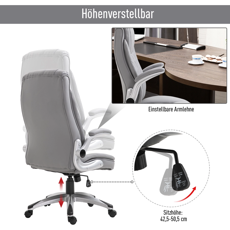 Vinsetto Bürostuhl mit Wippfunktion grau