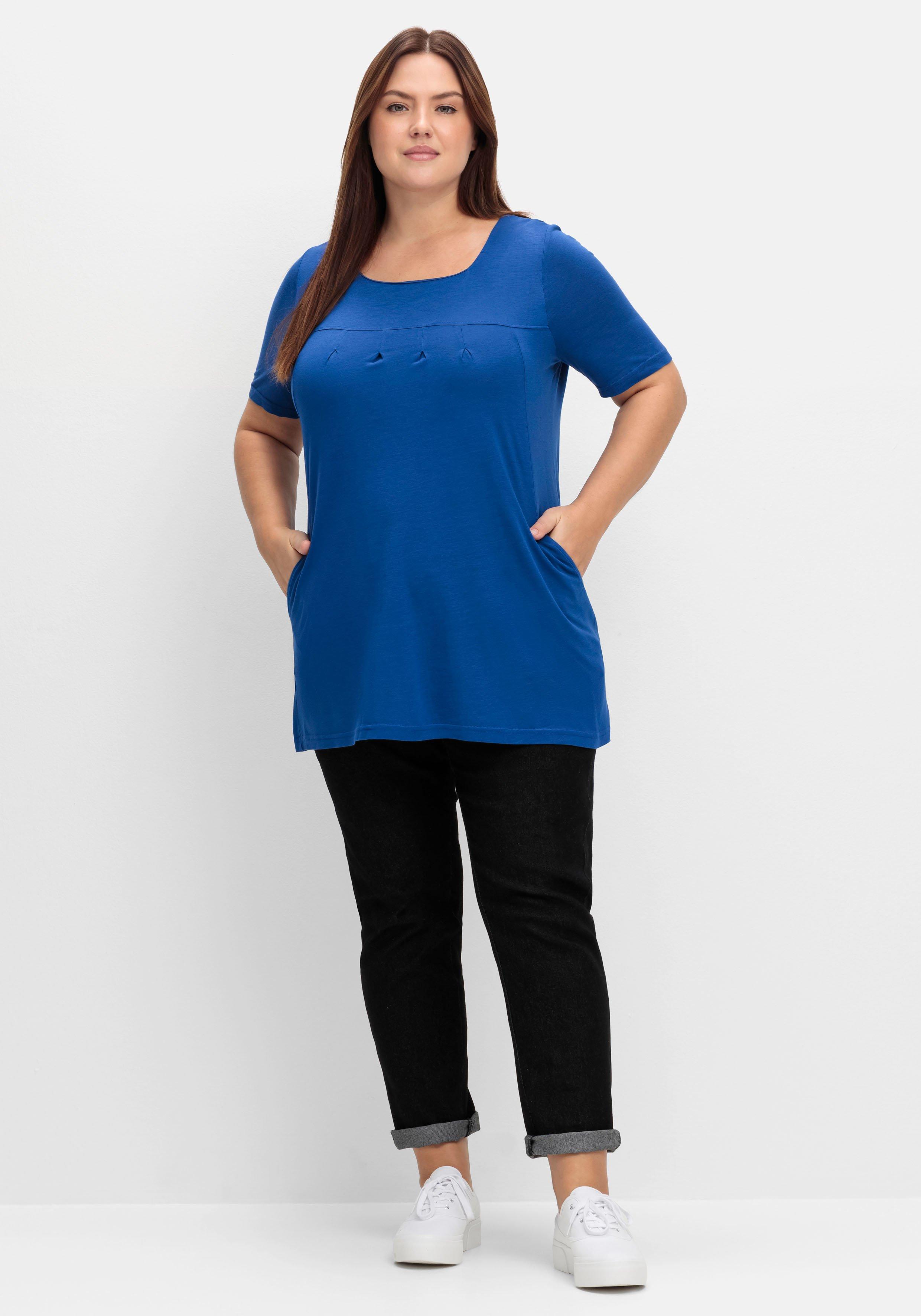 Longshirt mit Taschen und Karreeausschnitt