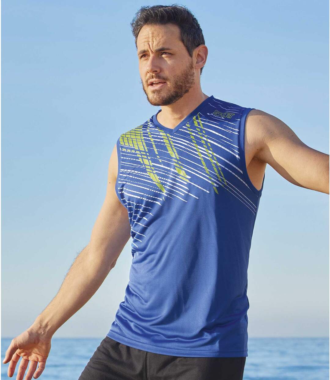 Lot de 2 Tee-Shirts Sans Manches Col V Sport