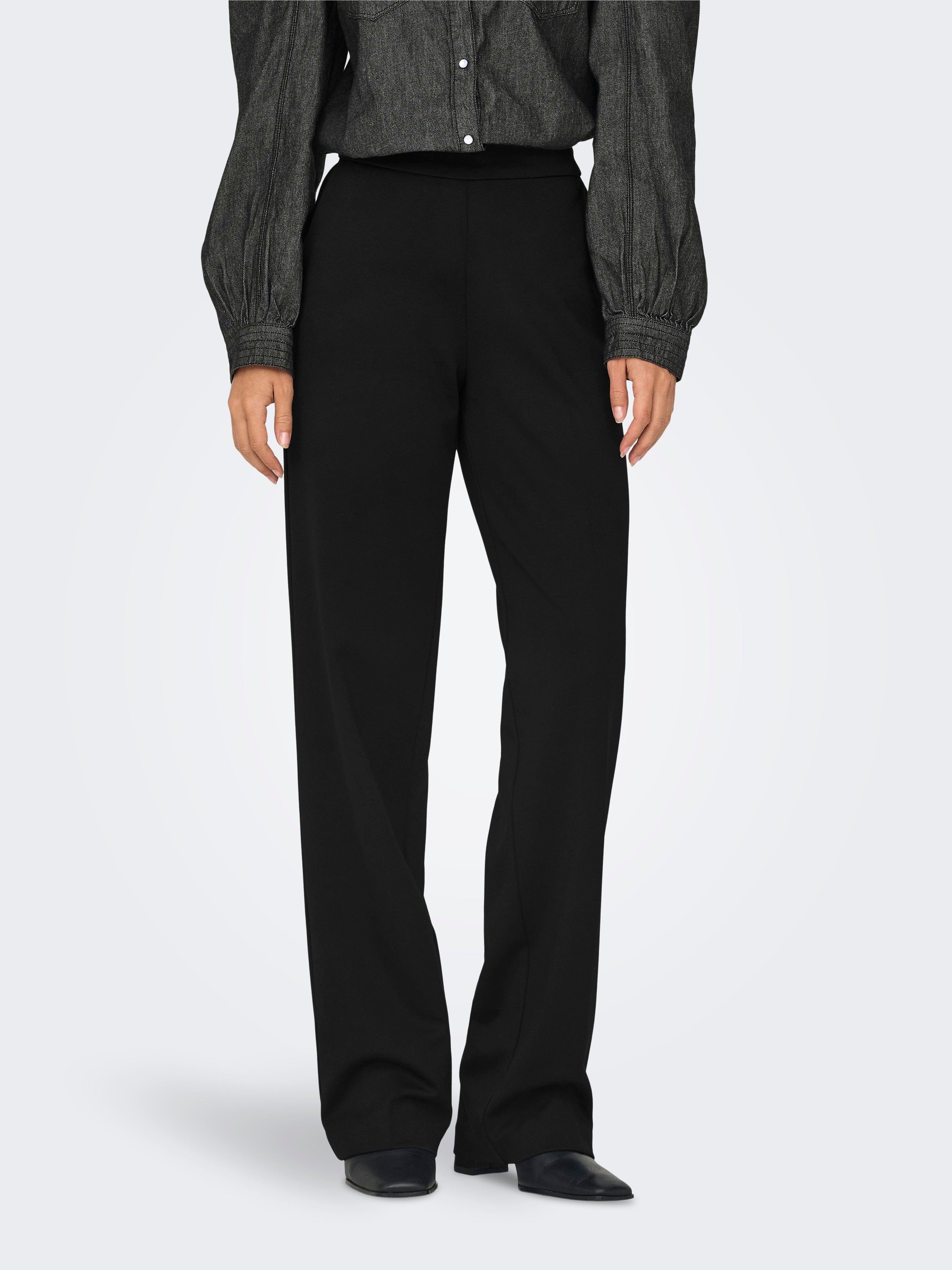 ONLPEACH Mittlere Taille Gerade geschnitten Gestrickte Hose Black