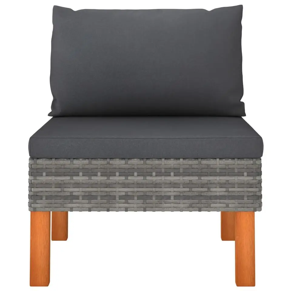 vidaXL - Middenbanken - Grijs - Poly rattan en massief eucalyptushout - 3 stuks