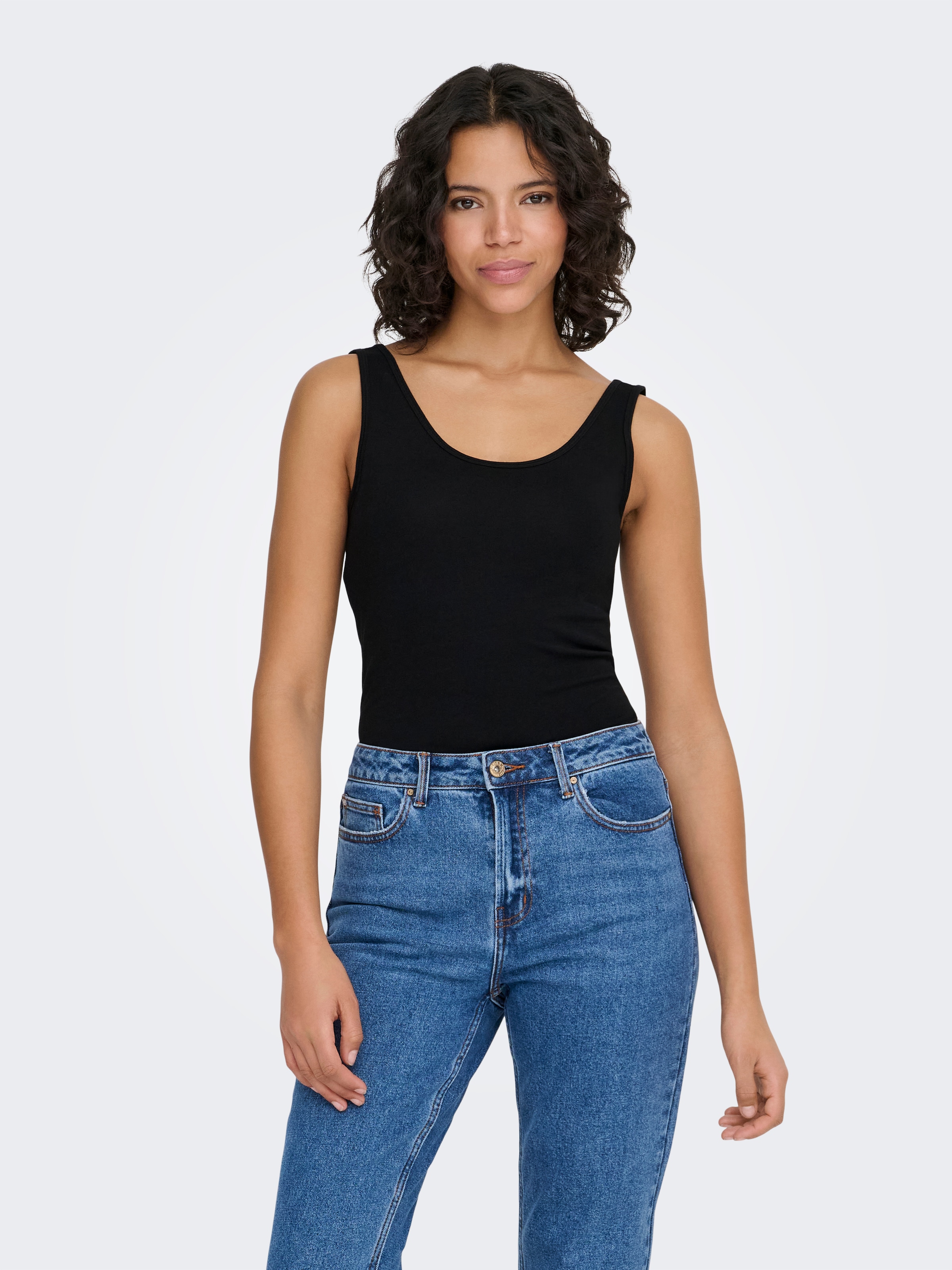 ONLY Longtop »ONLLIVE – Tanktop mit figurbetontem Schnitt und Stretch«, unifarben, modisch, sehr figurbetont, Baumwollmischung, Rundhals
