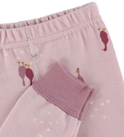 Joha Leggings - Wolle/Baumwolle - Light Bordeaux m. Gänse