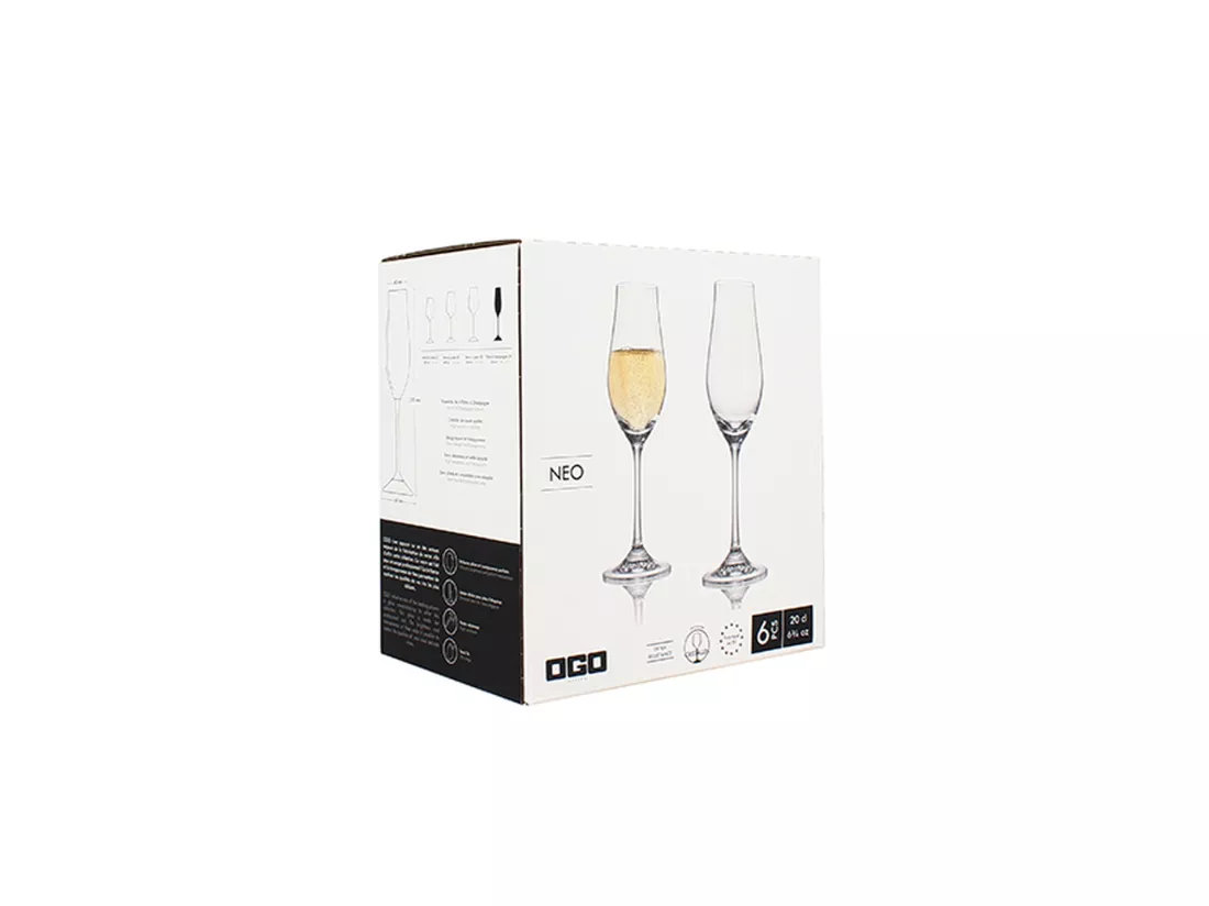 Ogo Living - Boite De 6 Flutes Neo 20cl En Cristallin