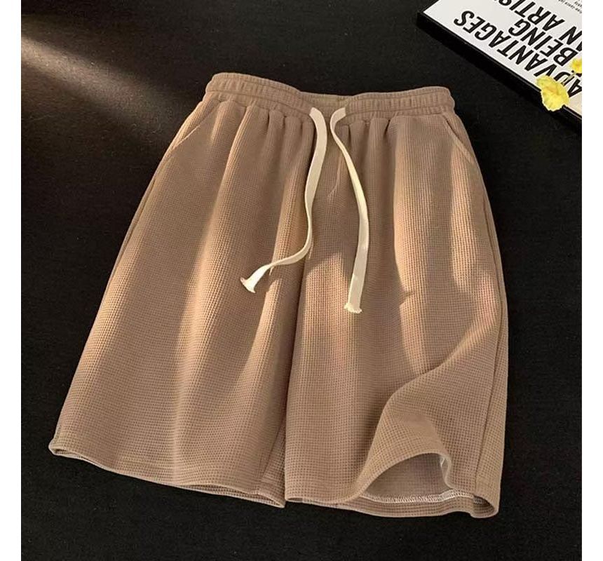 Lingaris - Mid Rise Plain Drawstring Shorts