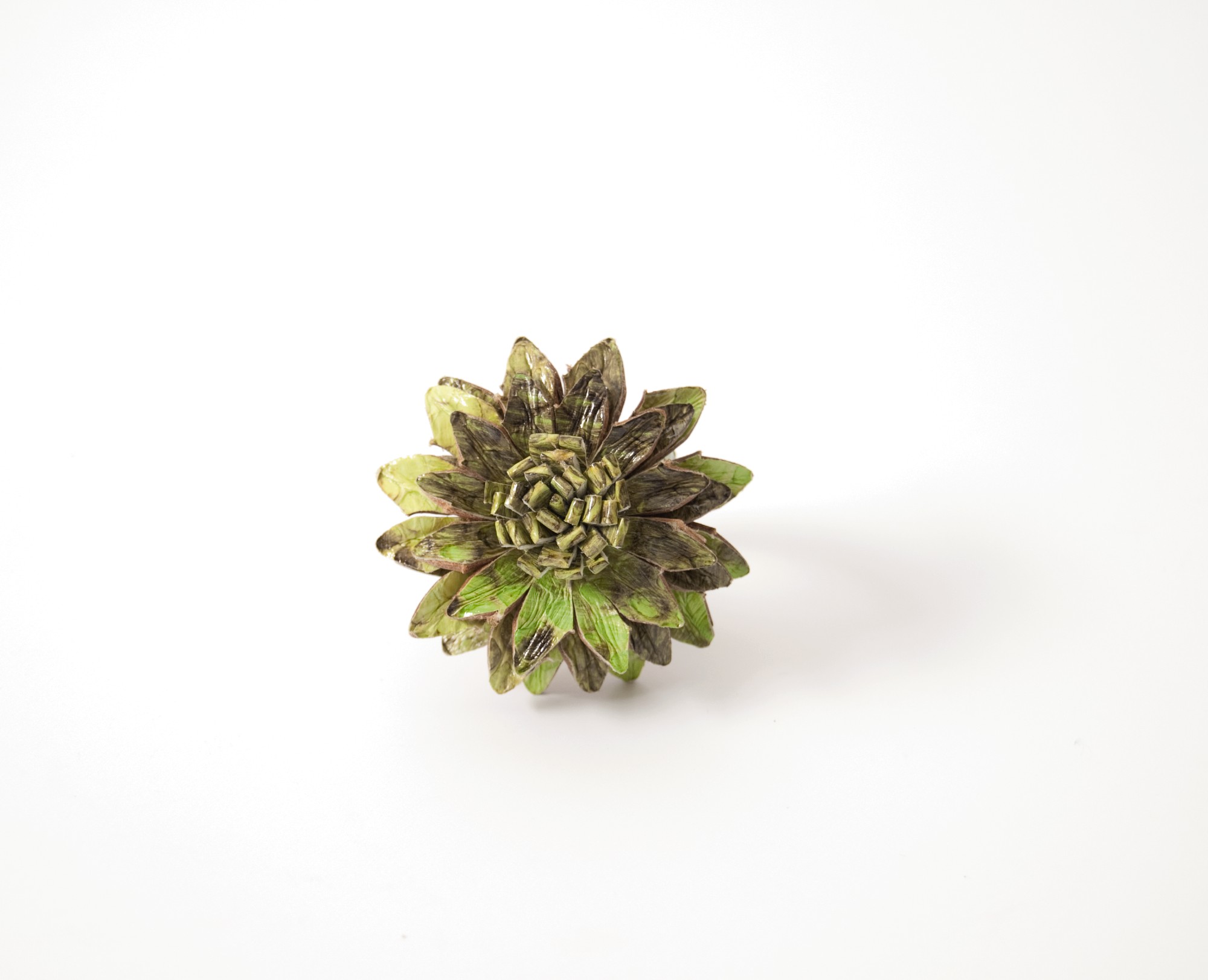 Ring Blume Leder, grün, T 4 cm, B 4 cm, H 2 cm günstig bestellen