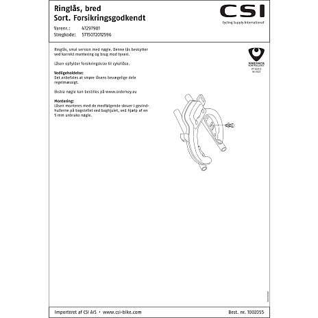 CSI ringlås - sort