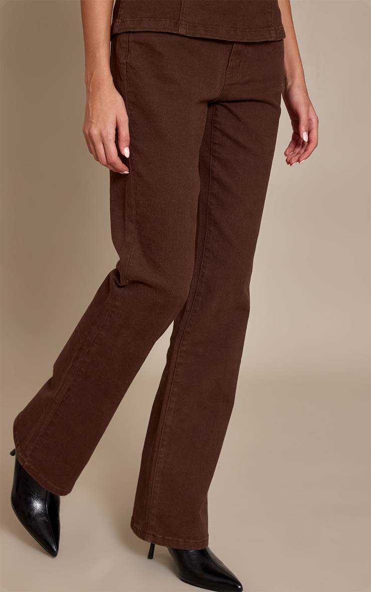 Marron Jean Évasé Stretch