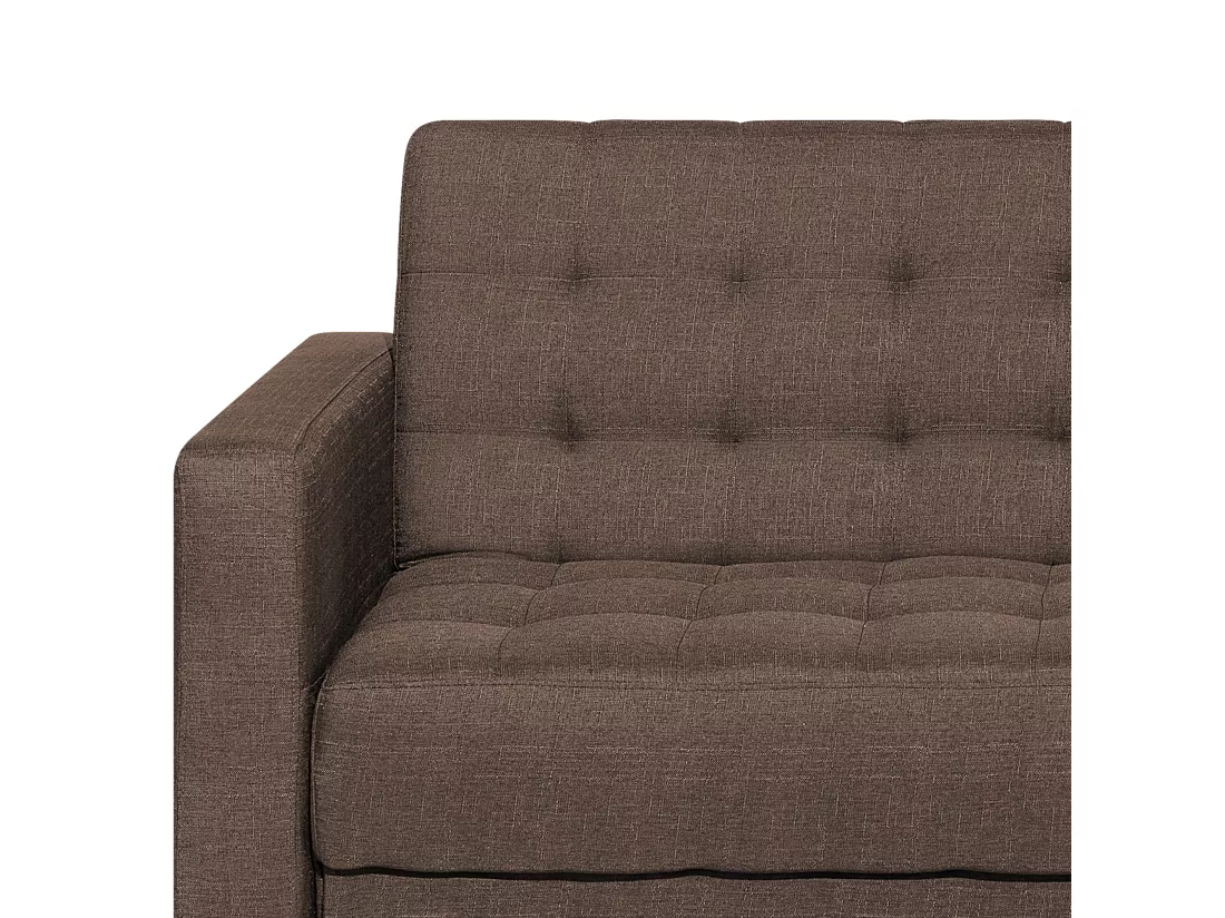 Canapé angle droite convertible en tissu marron foncé 4 places avec pouf ABERDEEN