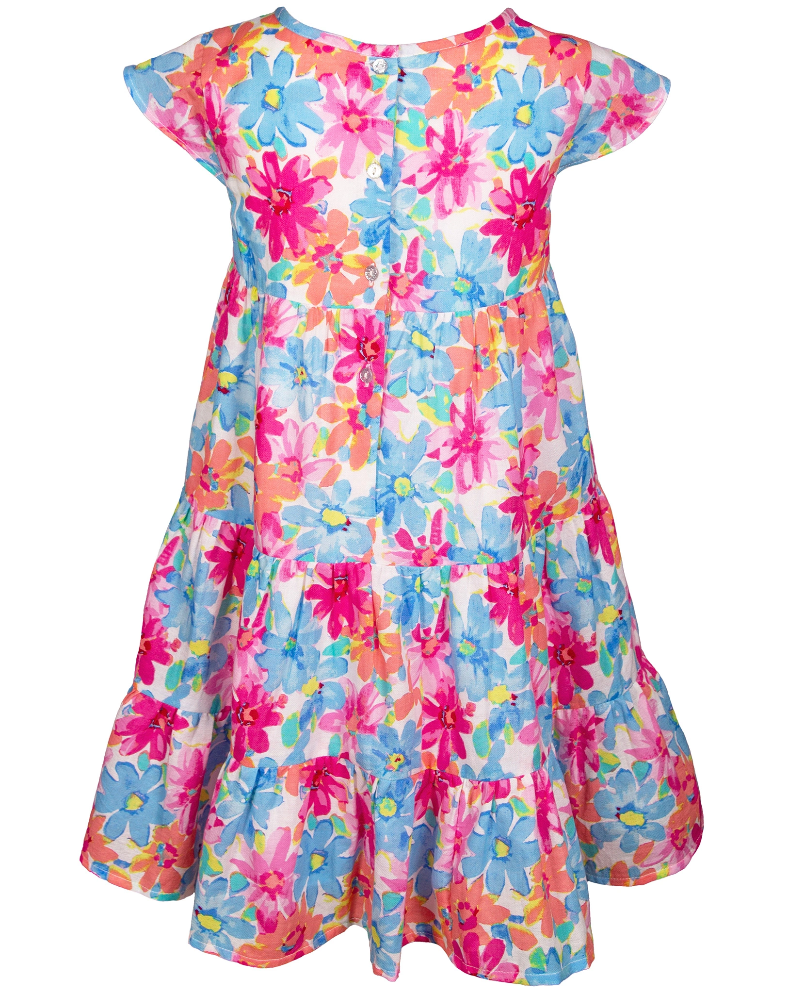 Kurzarm-Kleid FLOWERY in fuchsia