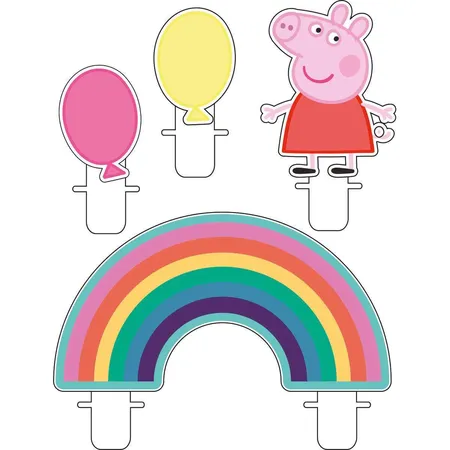 amscan Mini Figurenkerzen Peppa Pig Regenbogen, 4er Set