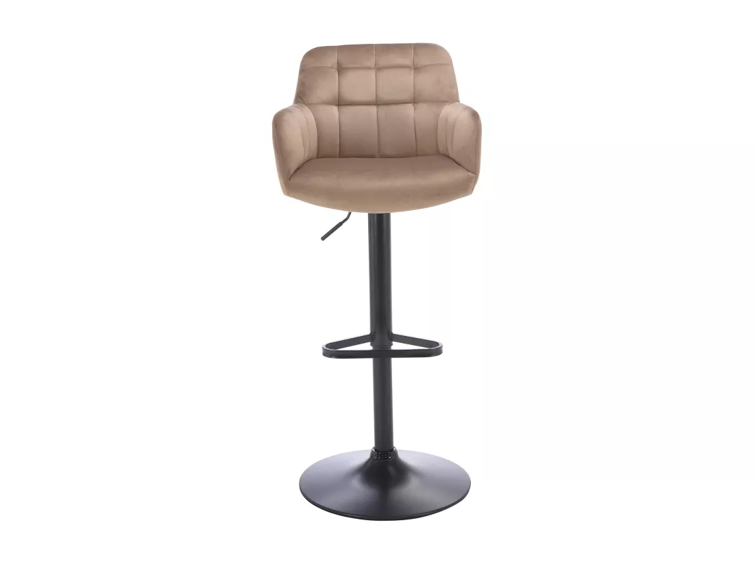 Lot de 2 tabourets de bar en velours et métal noir - Hauteur réglable - Beige - PEGA de Pascal MORABITO