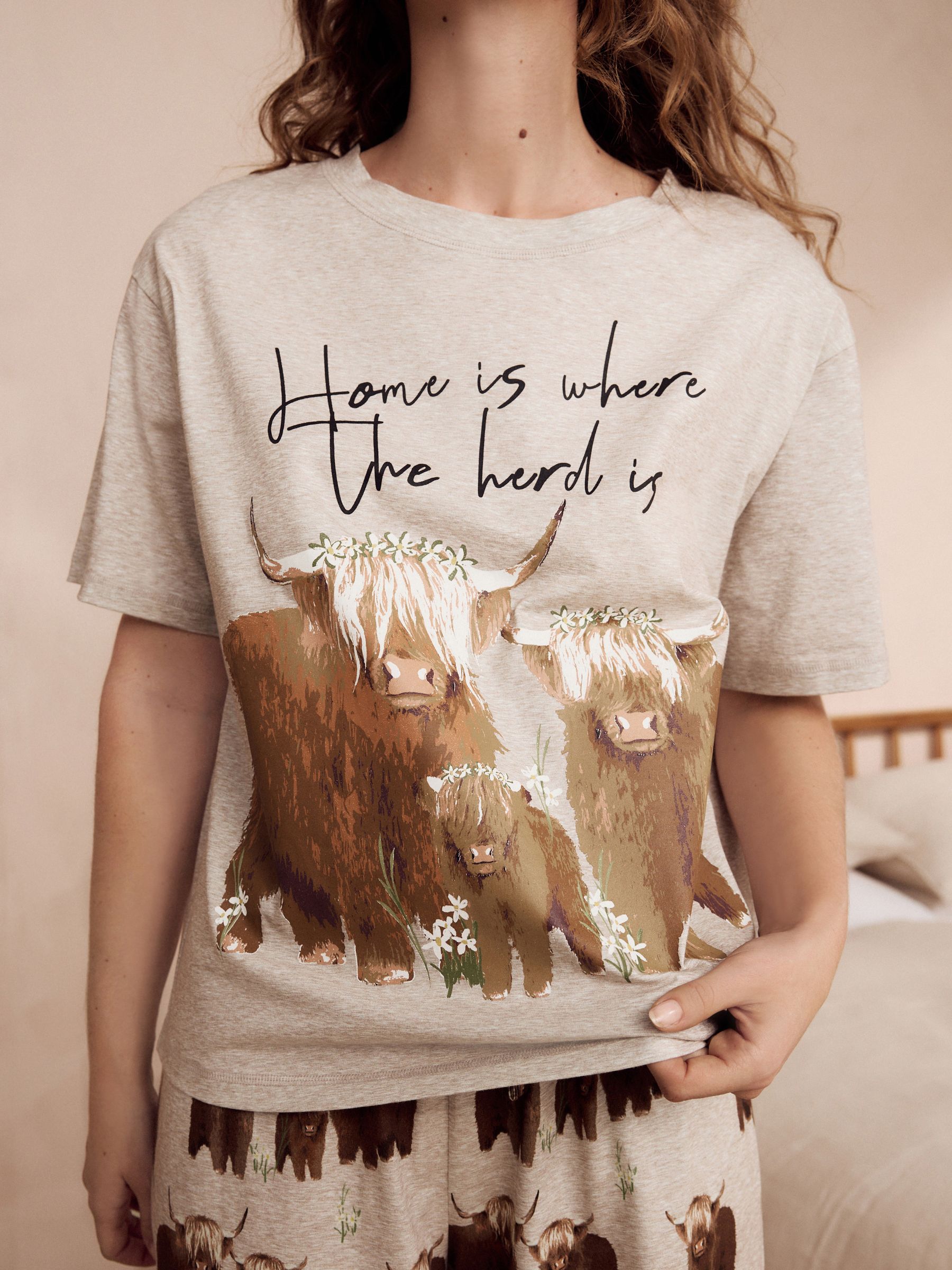 Neutraal Hamish the Highland Cow - 100% katoenen pyjama met korte mouwen