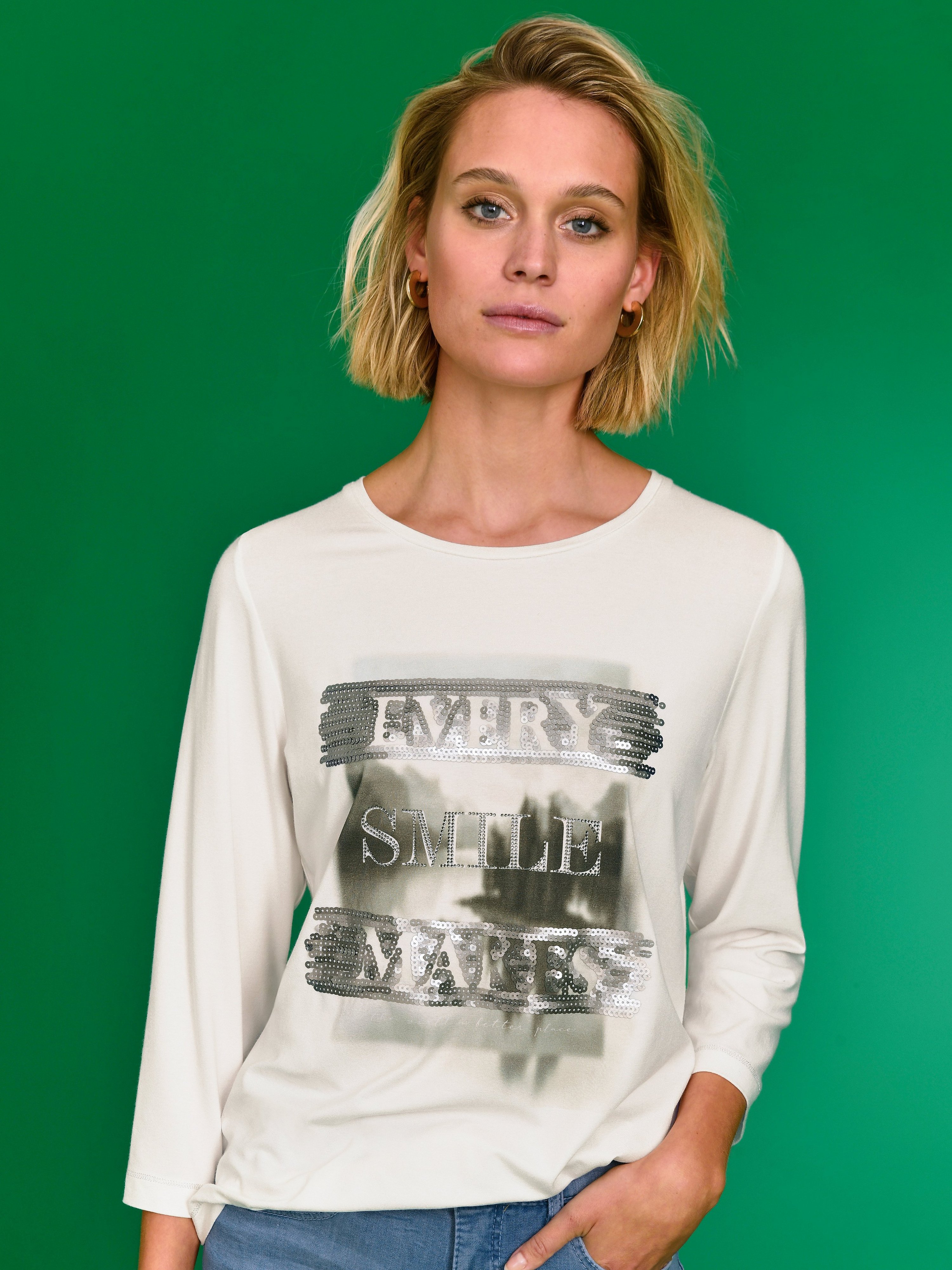 Rundhals-Shirt mit 3/4-Arm