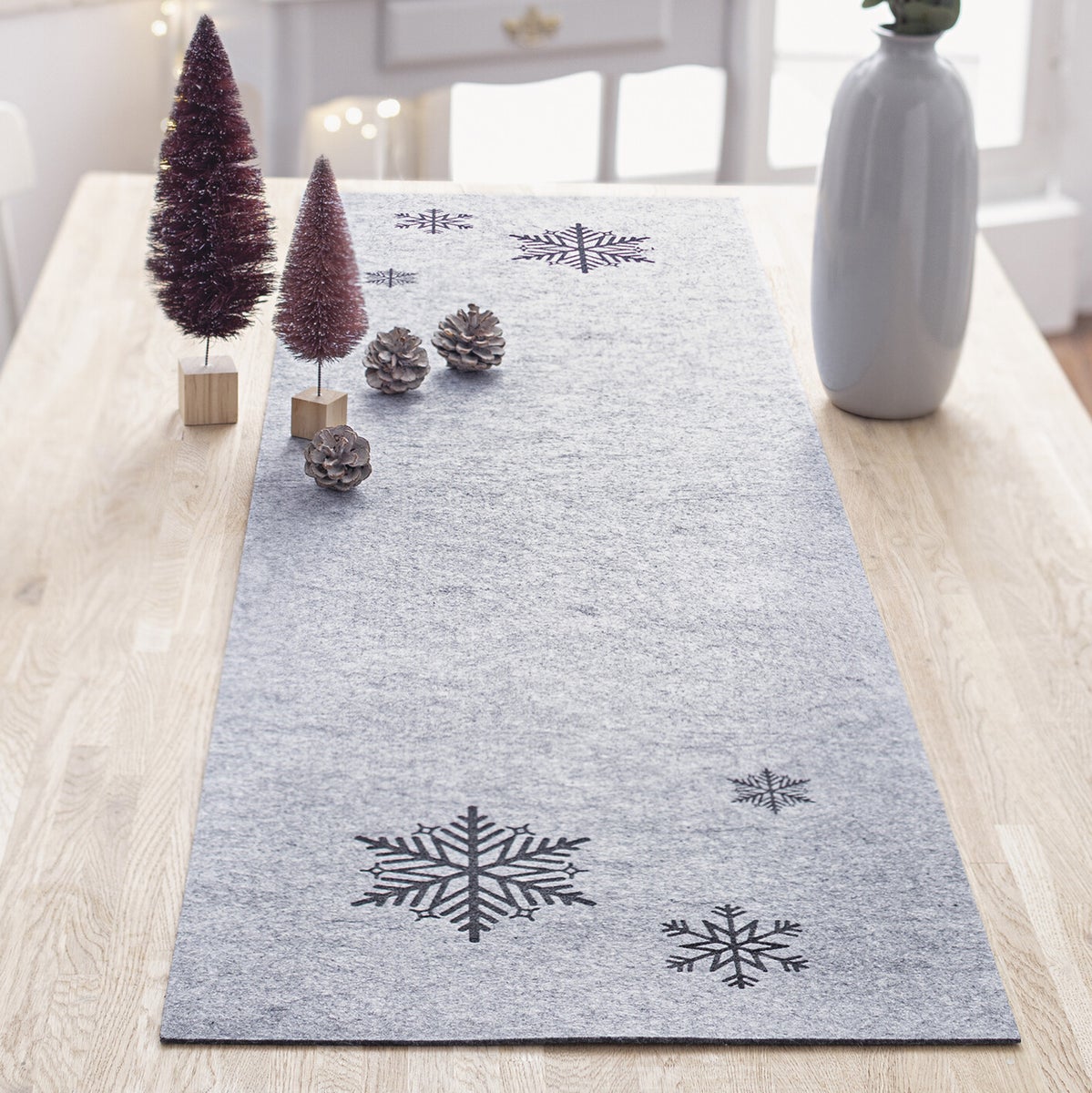 FRANK FLECHTWAREN | Tafelloper Sneeuwvlokken, 40 x 140 cm, POLYESTER