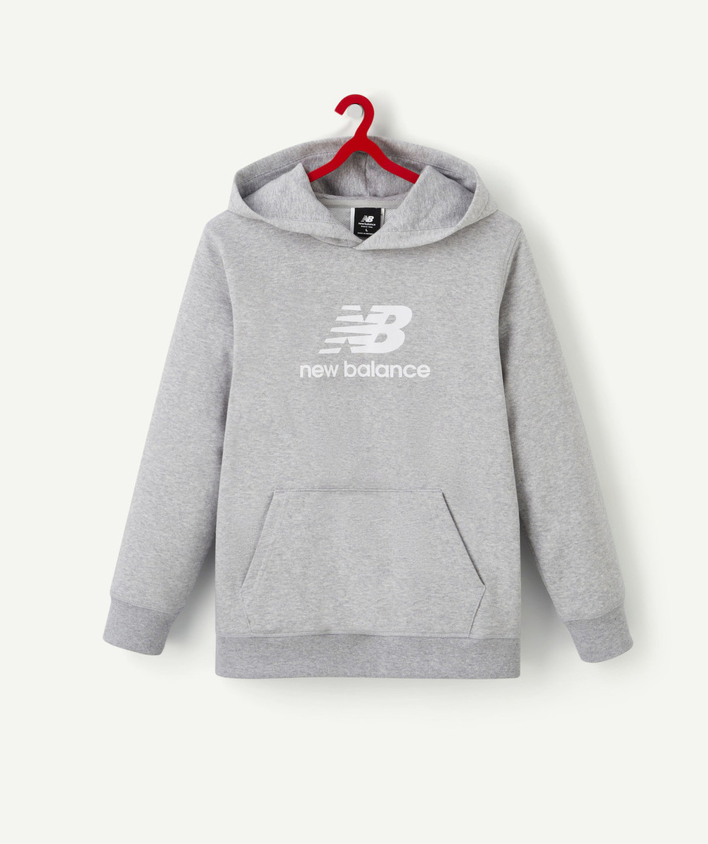 NEW BALANCESWEAT À CAPUCHE GRIS GARÇON ESSENTIALS STACKED LOGO
