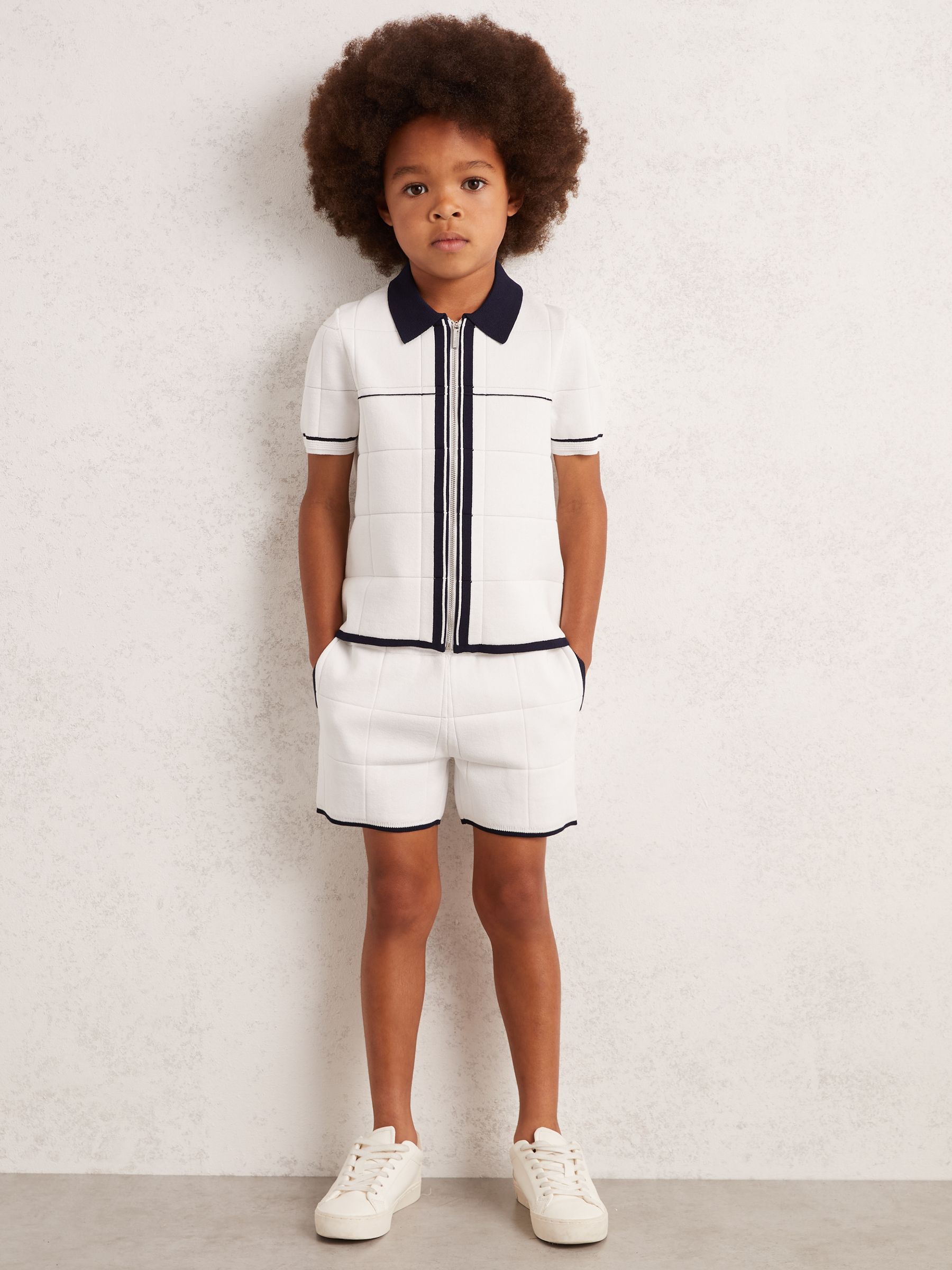 Wit/marineblauw - Reiss Barbor Shorts