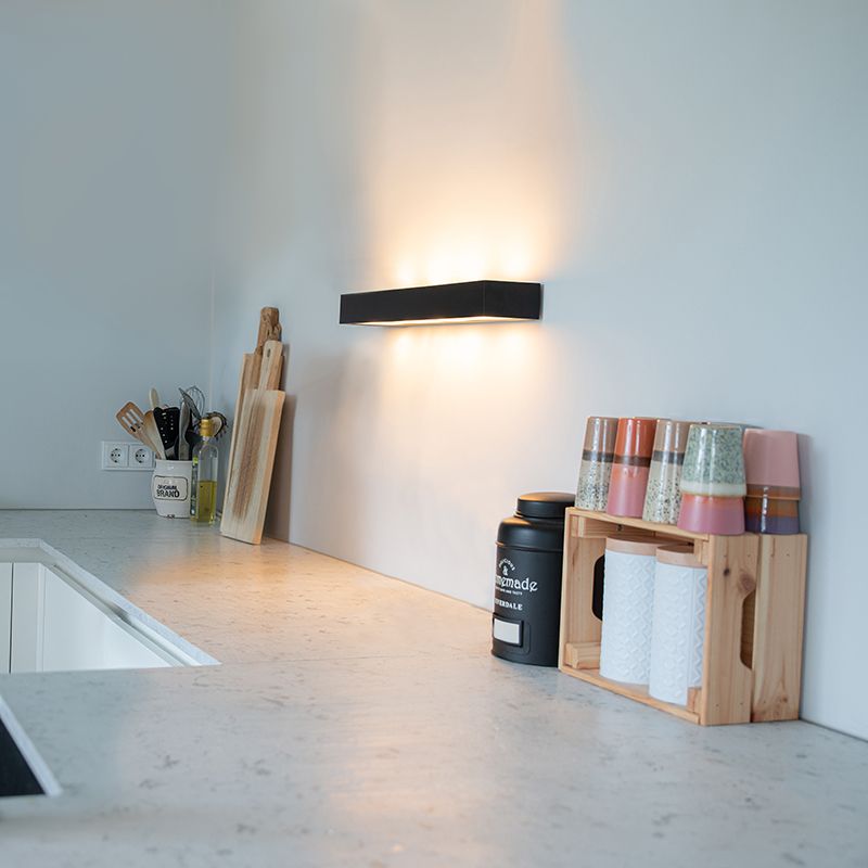 Design langwerpige wandlamp zwart 60 cm - Houx